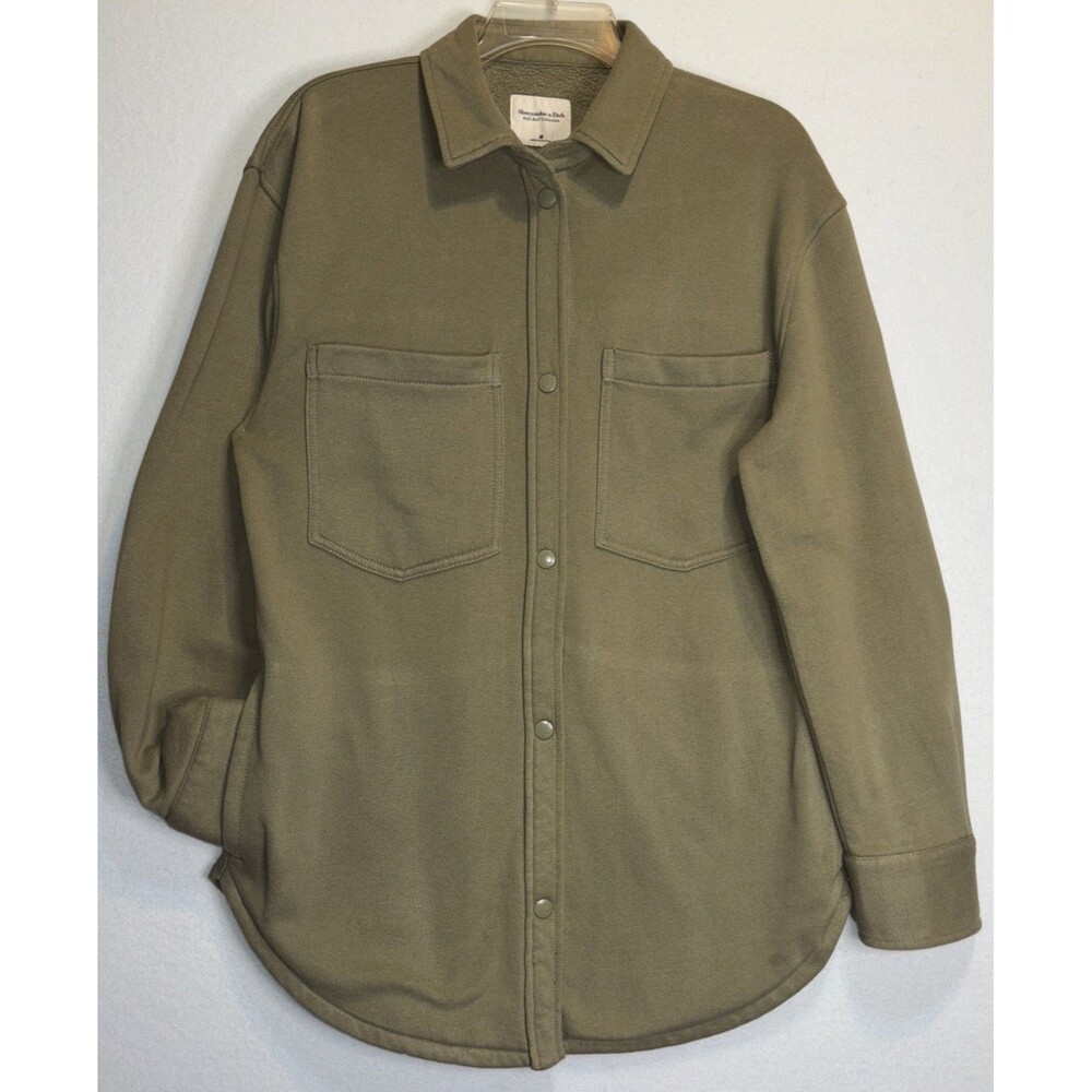 Abercrombie & Fitch Soft A&F Unisex Olive Green Fleece Shirt Jacket Size M